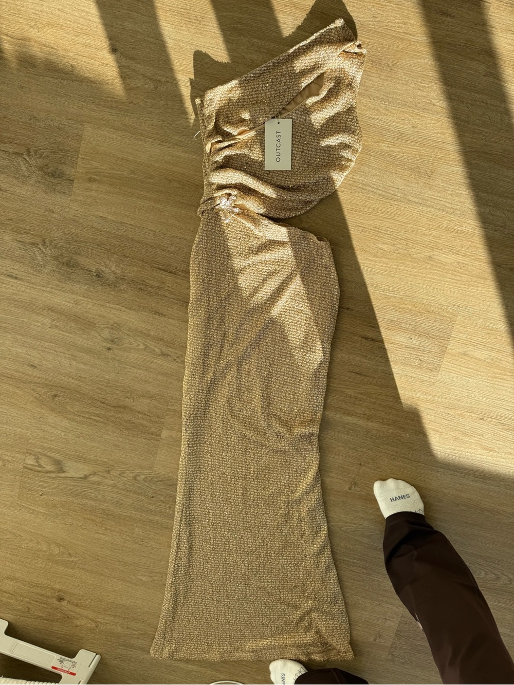 NWT Outcast Metallic Gold Maxi Dress